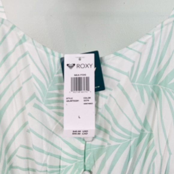 NWT Roxy Sea Fog Palm Print Sleeveless Floral Crop Top - Picture 5 of 7